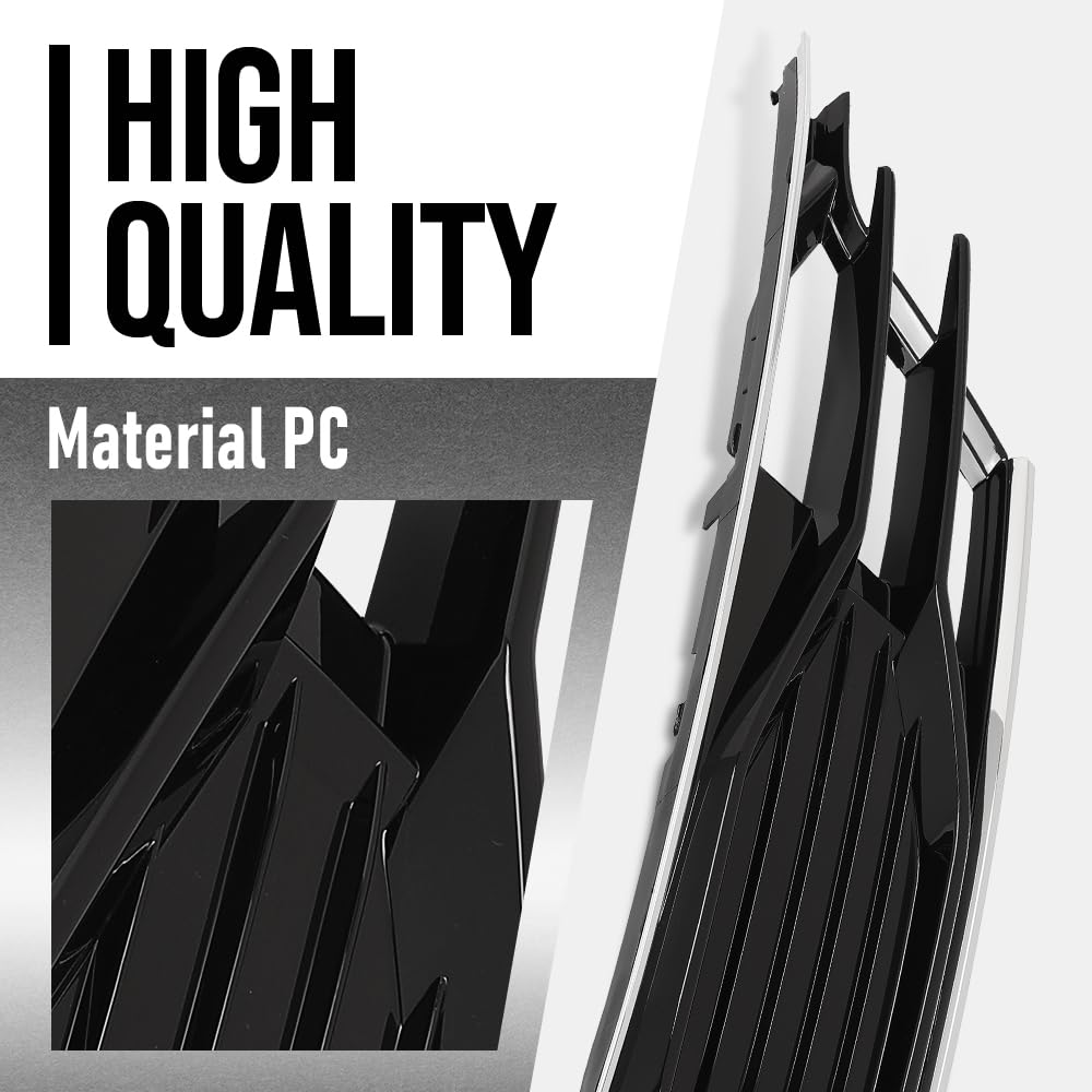 G-PLUS Front Bumper Foglight Cover Grill Compatible with Audi A6 C7 2014-2018, Not Fit S-Line Model 1028143, 4G0807647 Chrome Black