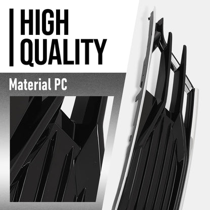 G-PLUS Front Bumper Foglight Cover Grill Compatible with Audi A6 C7 2014-2018, Not Fit S-Line Model 1028143, 4G0807647 Chrome Black
