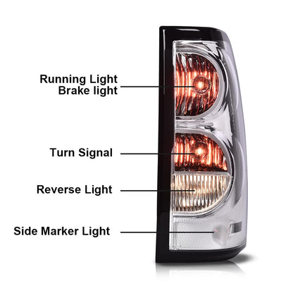 G-PLUS Tail Lights Assembly w/Wiring Harness Compatible with Chevy Silverado 1500 2500 2003 2004 2005 2006 Left & Right Rear Brake Lamps, GM2800174 GM2801174, Clear Lens