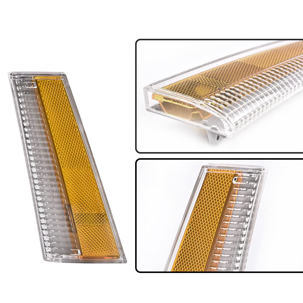 G-PLUS Side Marker Turn Light Lenses Compatible with Chevy Malibu & El Camino 1978-1979 Clear & Amber Lens Gray Housing Side Marker Lamps Cover 913607 913608 5969443 5969445