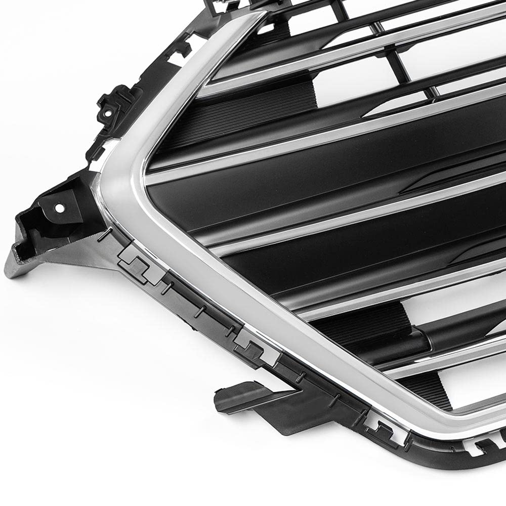 G-PLUS Front Upper Bumper Grille Compatible With Hyundai Elantra 2017 2018 Chrome & Black Grill Trim