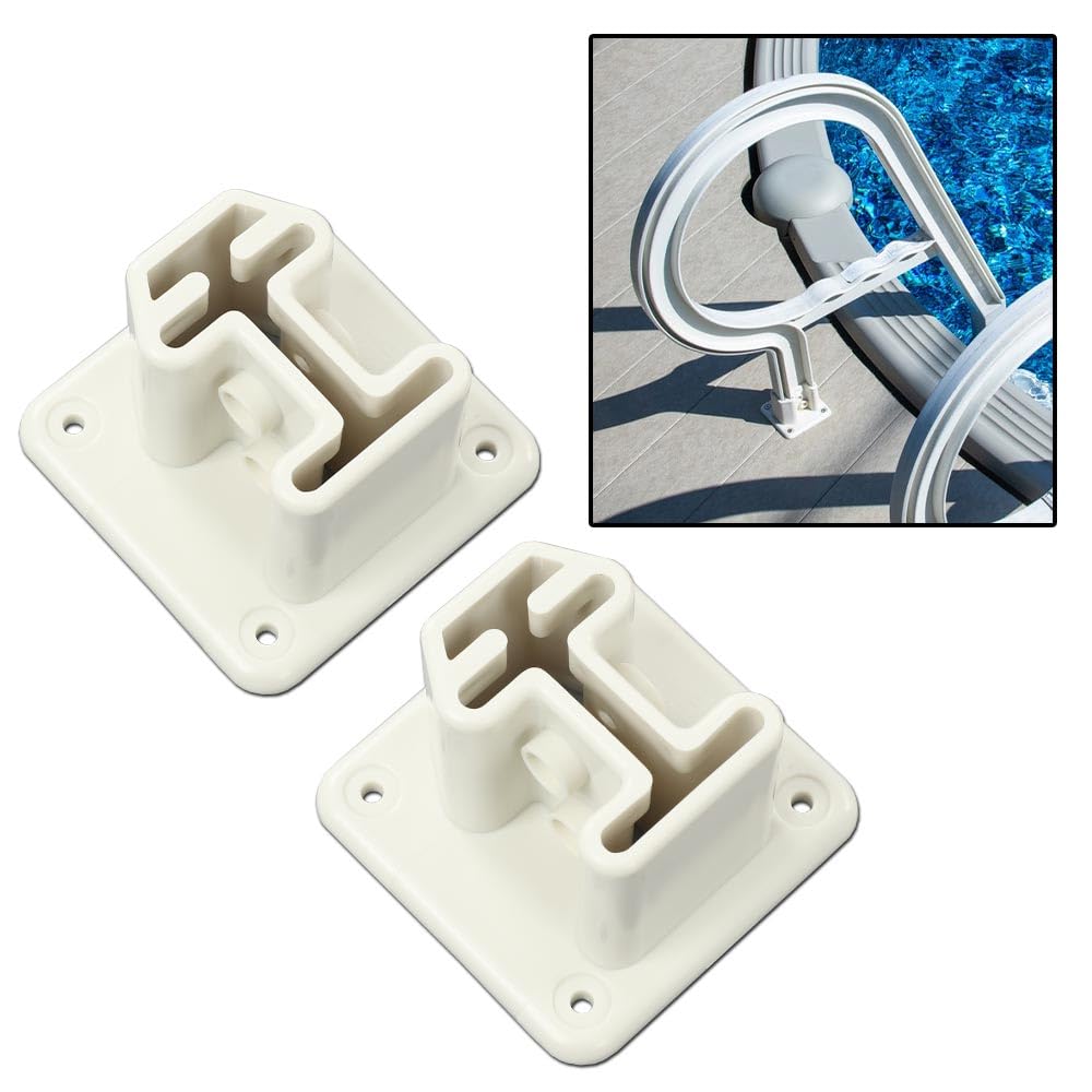 G-PLUS Ladder Flanges Fit Heavy Duty Resin in-Pool Above Ground Swimming Pool Ladder White