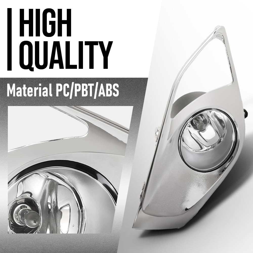 G-PLUS Front Bumper Fog Lights w/Switch + Sliver Cover Bezels Compatible with Toyota Avalon 2013 2014 2015 Left & Right Clear Lens Chrome Housing, 812200W040, 8122008020, 812100W050