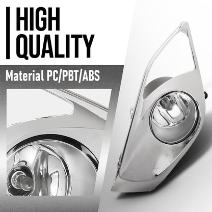 G-PLUS Front Bumper Fog Lights w/Switch + Sliver Cover Bezels Compatible with Toyota Avalon 2013 2014 2015 Left & Right Clear Lens Chrome Housing, 812200W040, 8122008020, 812100W050