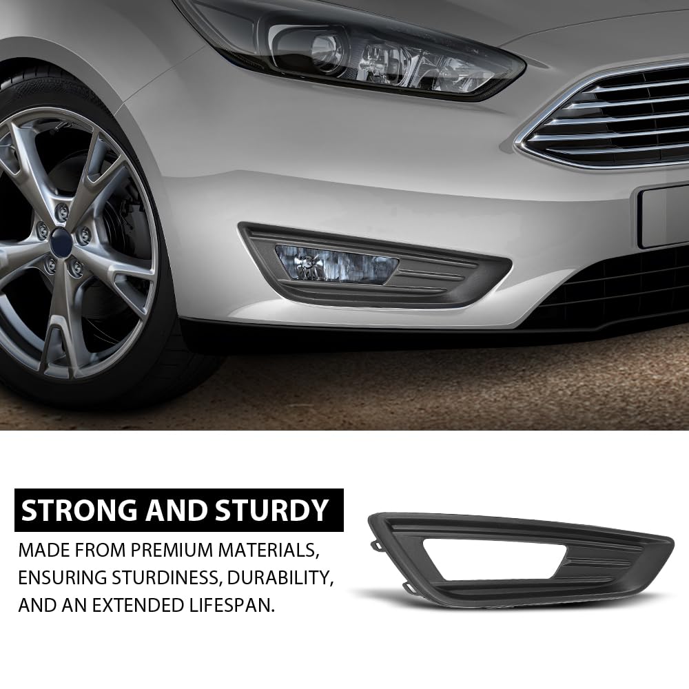 G-PLUS Fog Light Trim Cover, Compatible with Ford Focus 2015-2018, Passenger Side, F1EZ15266A, FO1039151 Black Right