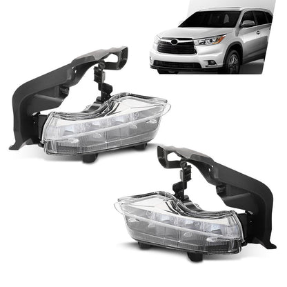 G-PLUS LED DRL Daytime Running Light Driving Fog Lamp Left Driver & Right Passenger Side Pair Compatible with Toyota Highlander 2014 2015 2016 TO2562100, TO2563100, 814400E020, 814300E020 2PCS White