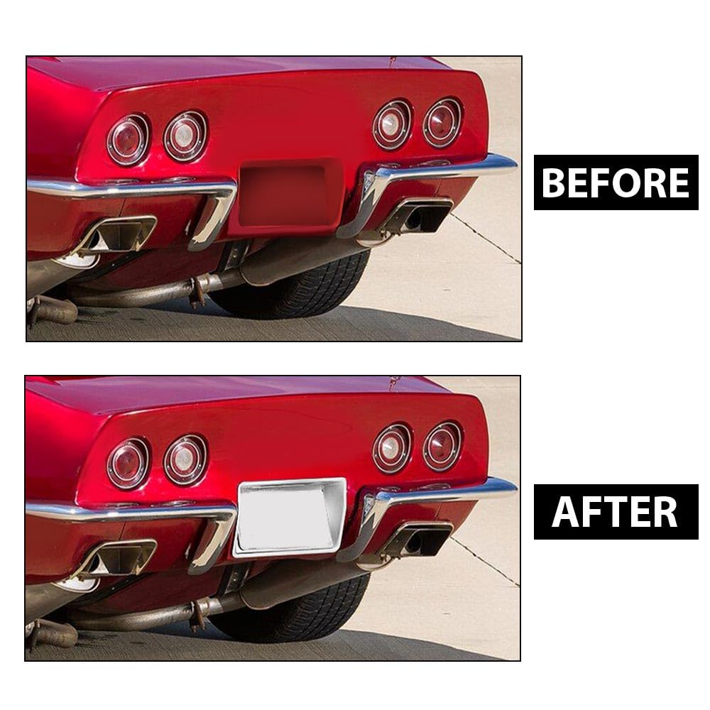 G-PLUS Rear License Plate Bezel Housing Frame Compatible with Chevy Corvette 1968 1969 1970 1971 1972 1973 3919715 Chrome