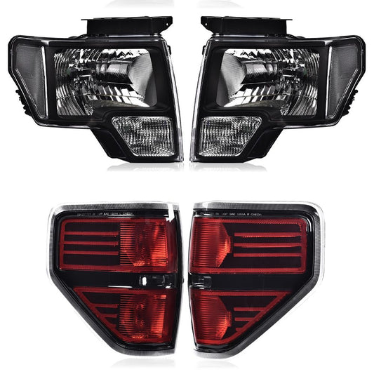 G-PLUS Rear Tail Lights & Headlights Compatible with Ford F150 2009-2014 2/4 Door Brake Tail Lamps & Headlamps