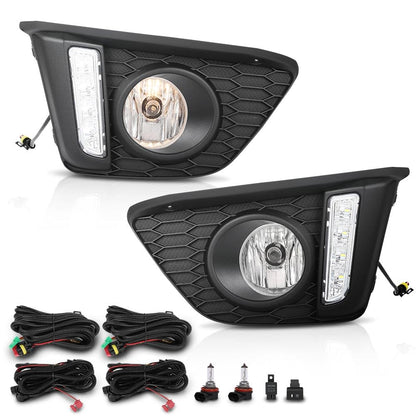 G-PLUS Front Bumper Driving Fog Lights W/Wiring US Compatible with Honda Fit Hatchback 4-Door 2015-2017 Black