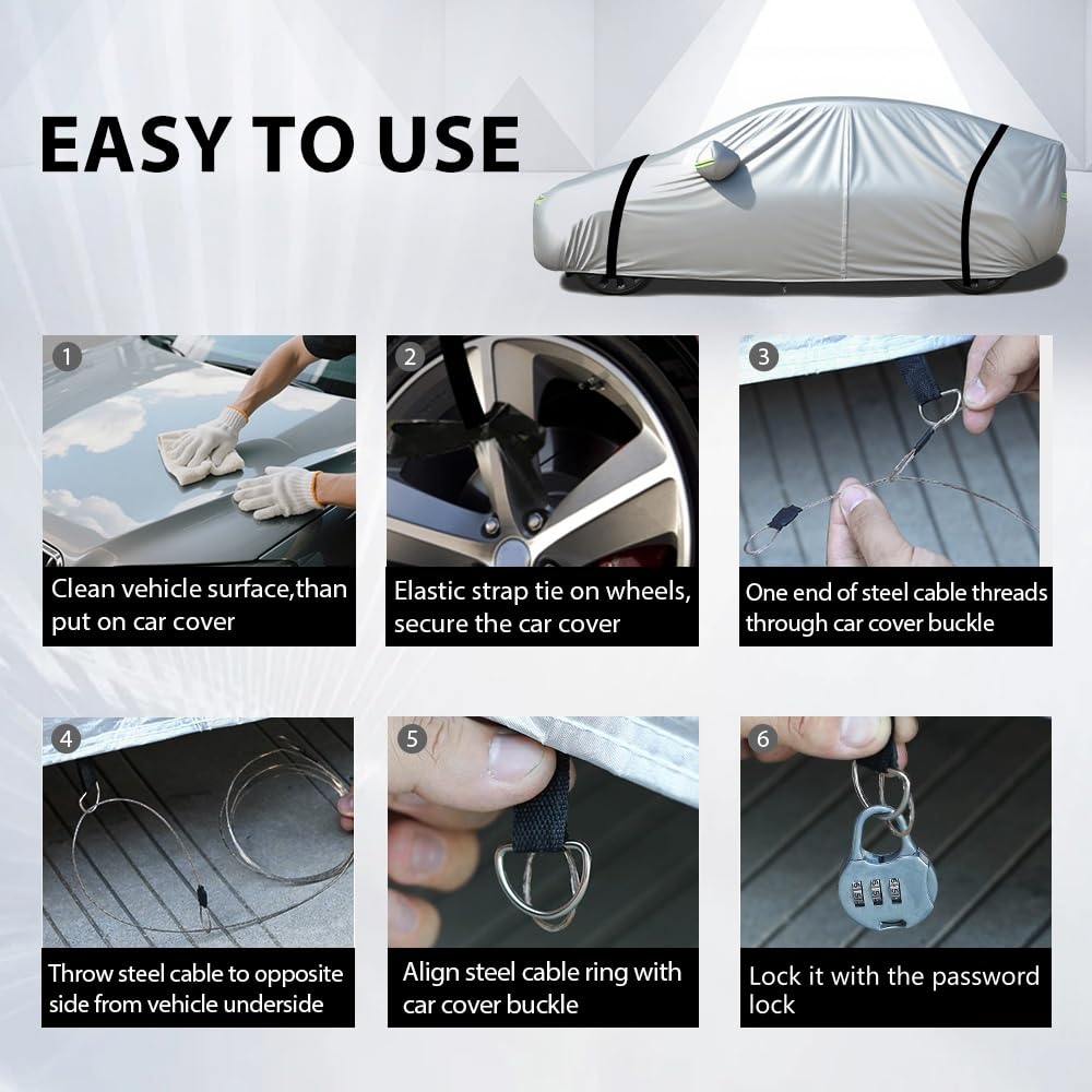 Heavy-Duty SUV Car Cover Waterproof All Weather for Universal SUV, Outdoor Rain Sun Snow UV Protection, Indoor Dust and Scratch Resistant YL (187 * 75 * 69 inch)