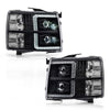 G-PLUS LED Tube Dual Projector Headlights w/Bulbs,Fit Chevy Silverado 1500 2007-2013/Fit Silverado 2500 3500 & HD 2007-2014, Headlamps faros delanteros,Clear Lens Black Housing Clear Reflector