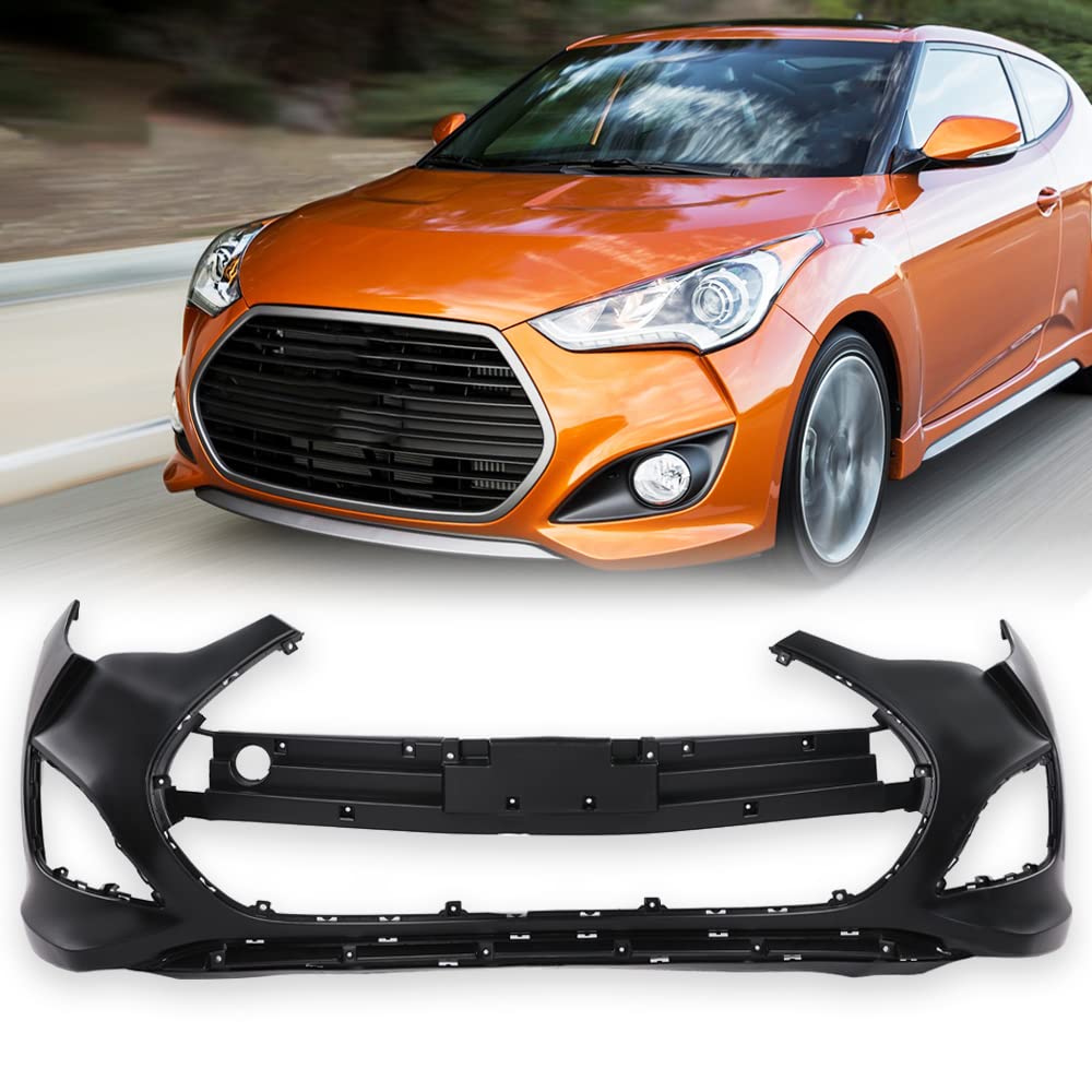 G-PLUS Bumper Cover Fascia Compatible with Hyundai Veloster 2013 2014 2015 2016 2017 Black Front Primed Bumper Cover 865112V500 HY1000194