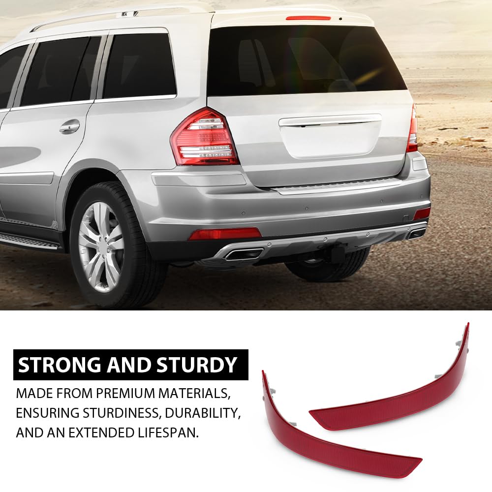 G-PLUS Pair Rear Bumper Reflector Light, Compatible with Benz GL-Class X164 GL350 GL450 GL550 2010-2012, Left & Right Side 2PCS, 1648200974, 1648201074