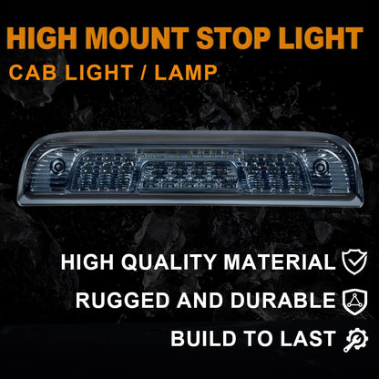 G-PLUS Rear LED Third Brake Light Compatible with Chevy Silverado/GMC Sierra 1500/2500HD/3500 2014 2015 2016 2017 2018,3rd Cargo Led Tail Lamps Smoky Lens Chrome Housing