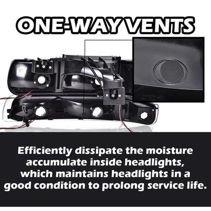 G-PLUS LED Headlights, Compatible with Chevy Silverado 1999-2002,Fit Chevy Tahoe/Suburban 1500 2500 2000-2006,Bumper Headlamps Smoky Lens Black Housing Amber Reflector
