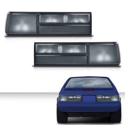 G-PLUS Taillights Taillamps Rear Brake Lights Left&Right w/o Bulbs Compatible with Ford Mustang 1987-1993,FO2800168, FO2801168 Smoky Lens Black Housing Faros Traseros Luces TraserasAssembly