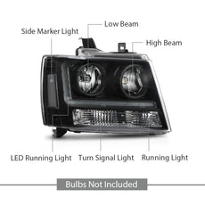G-PLUS LED Headlights Assembly for Chevy Tahoe Suburban Avalanche 2007-2014 Clear Lens Black Additional Angle