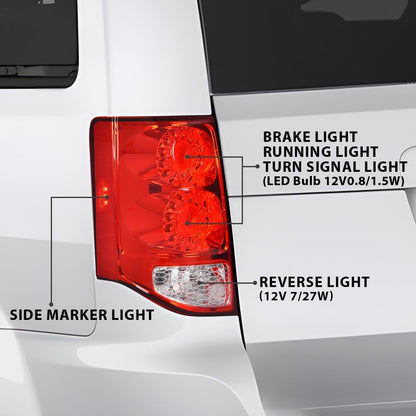 G-PLUS LED Tail Lights Brake Signal w/Bulbs Left and Right Pair Compatible with Dodge Grand Caravan 2011-2020 5182535AD 5182534AD CH2801199 CH2800199 Luces Traseras Rear Brake Lamps Assembly