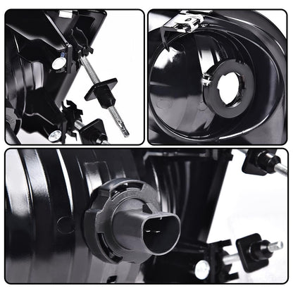 G-PLUS Headlights Assembly Fit Ford F150 1998-2003, Fit Ford Expeditio 1997-2002 w/Corner Lamps, Headlamps faros delanteros, Clear Lens Chrome Housing Clear Reflector