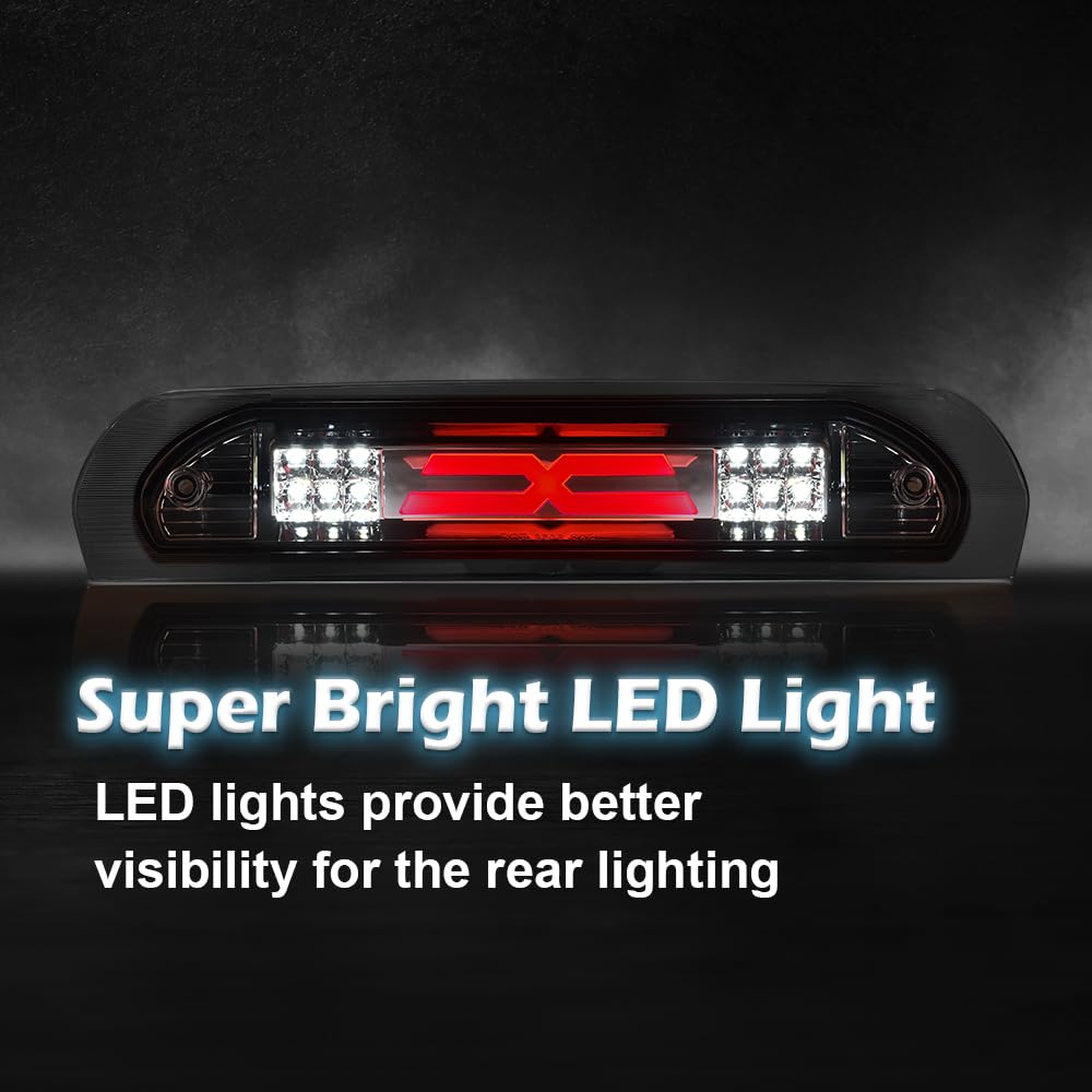 G-PLUS LED Third Brake Light Compatible with Dodge Ram 1500 2002-2008, Fit Dodge Ram 2500 3500 2003-2009 3rd Brake Cargo Light, Clear Lens Chrome Housing, 5072594AB