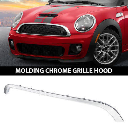 G-PLUS Chrome Grille Hood Molding Trim Compatible with Mini Cooper R55 R56 R58 R59 2007-2015 (Not Fit 07-10 R55 R56 R58 R59 Base&Clubman Model) Front Grill Hood Trim Moulding 51132751040 MC1235100