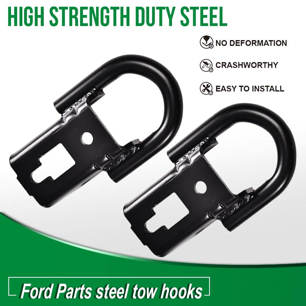 G-PLUS Tow Hook Parts Set Compatible with 2009-2021 F150 with Hardware Front Kit Pair (Black)