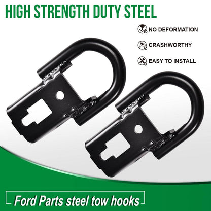 G-PLUS Tow Hook Parts Set Compatible with 2009-2021 F150 with Hardware Front Kit Pair (Black)