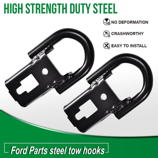 G-PLUS Tow Hook Parts Set Compatible with 2009-2021 F150 with Hardware Front Kit Pair (Black)