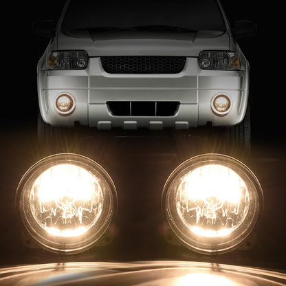 Fog Lights Clear Lens Front Driving Light Assembly Compatible with Ford Mustang Cobra 03-04/Focus(SVT Models Only) 02-04/Escape 05-07 for Lincoln LS 2002