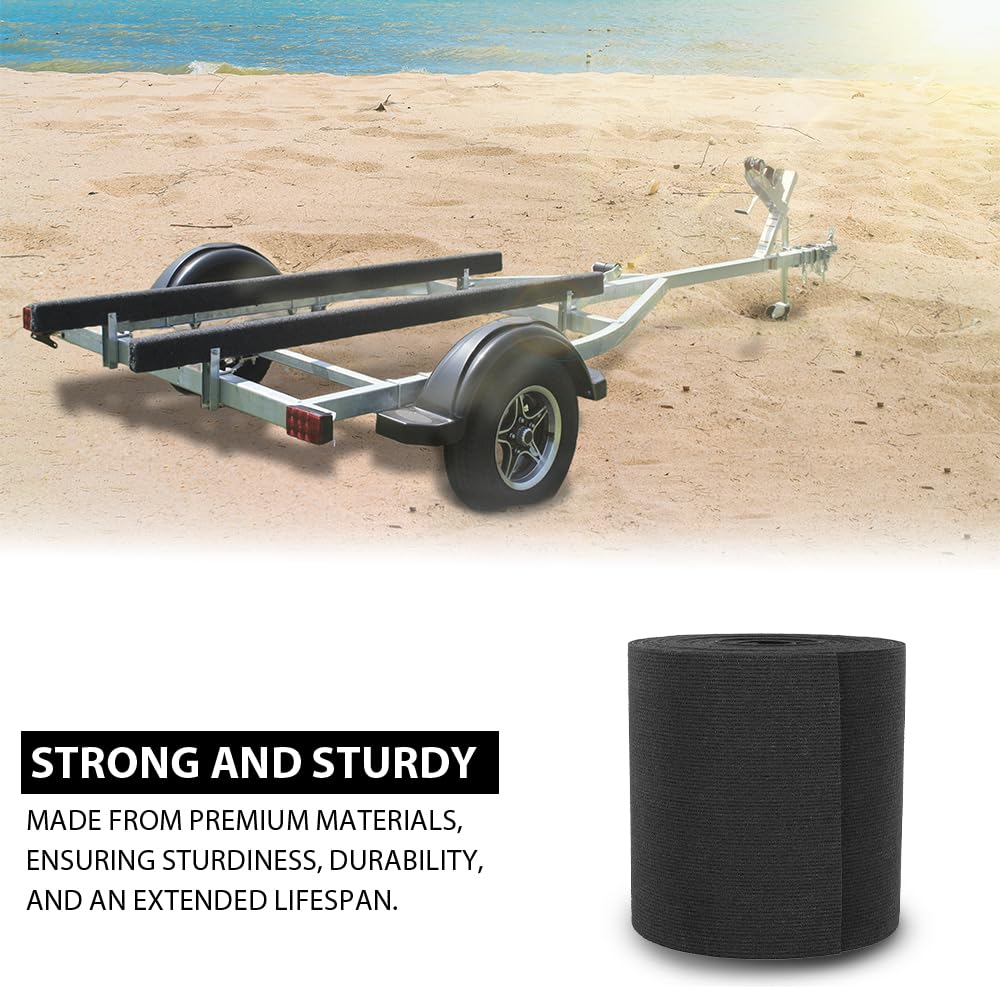 G-PLUS 9" x 50' Outdoor Ribbed Marine Carpet, Boat Trailer Bunk Carpet, Fit Boat Trailer Bunks Runner Docks Black