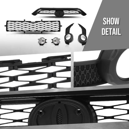 G-PLUS Front Bumper Upper & Lower Grill + Fog Lights Set Compatible with Toyota 4Runner SR5 2014-2019 TO1036148, TO1038173 Black