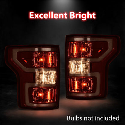 G-PLUS Tail Lights Compatible with Ford F150 2018 2019 2020,Rear Lamp w/o Bulbs & Wiring Harness Red Lens Chrome Housing Luces Traseras Left &Right Rear Brake Lamps Assembly