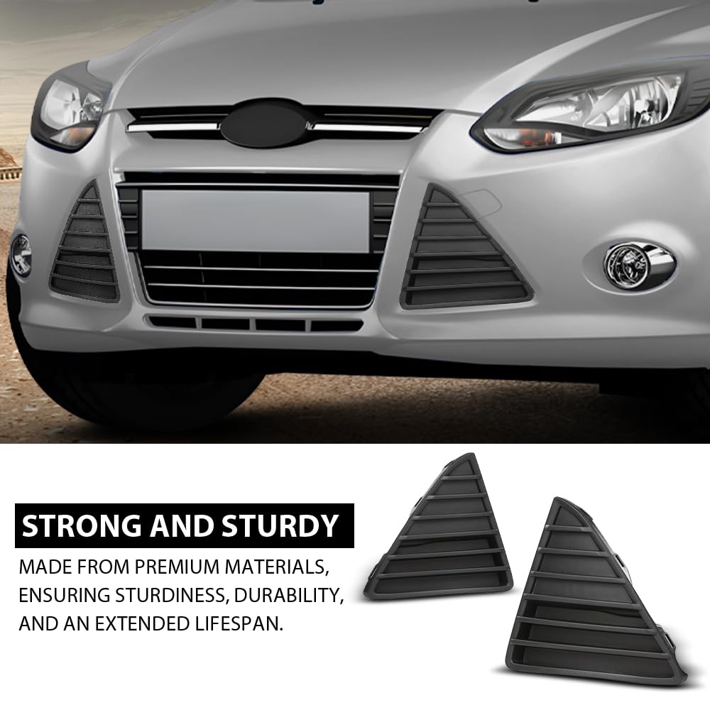 G-PLUS Pair Front Bumper Grille Fog Light Cover, Compatible with Ford Focus 2012 2013 2014, LH Driver & RH Passenger Side, CP9Z-17K946-A, CP9Z-17K946-B