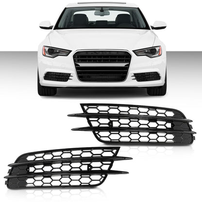 G-PLUS Front Bumper Fog Light Grill Covers Driver and Passenger Side Compatible with Audi A4 B8 B8.5 Allroad 2009-2015 (w/Fog Light Hole)/Not Fit for S-Line Models 8K0807681J01C 8K0807682J01C Black