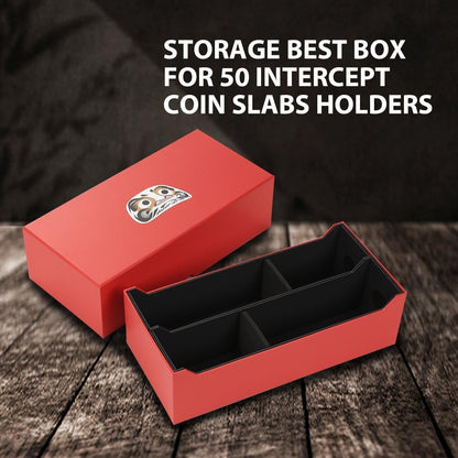G-PLUS Coin Slabs Storage Box Compatible with PCGS, NGC, ANACS, EVERSLAB, QUICKSLAB for 50 Certified Coins Holders Red