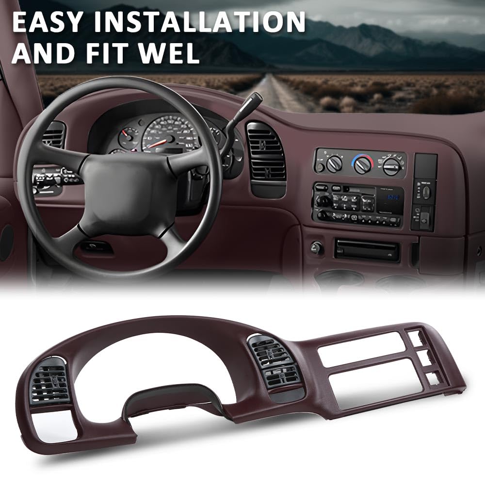 G-PLUS Dash Radio Cluster Trim Bezel Panel Compatible with Chevy Astro GMC Safari 1995-2005 15718197 Dark Red