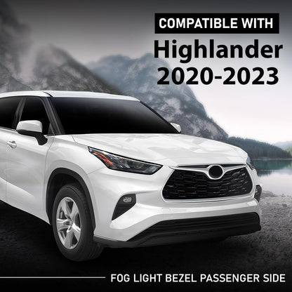 G-PLUS Front Fog Light Lamp Bezel Passenger Right Side Compatible with Toyota Highlander 2020-2023 TO1039239, 520300E110