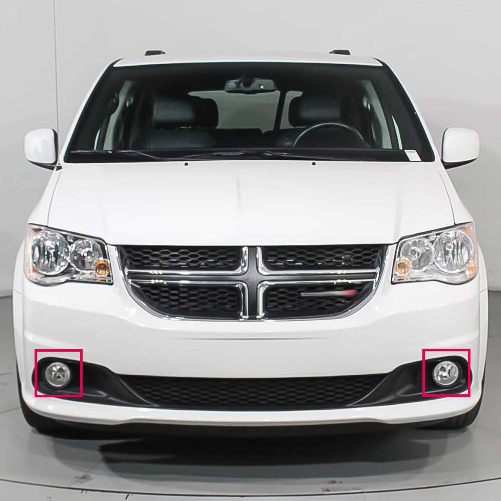 G-PLUS Compatible with Dodge Grand Caravan 2011-2017 Clear Lens Front Bumper Fog Lights Lamps Assembly With Bulbs Replacement 5182022AA CH2592146