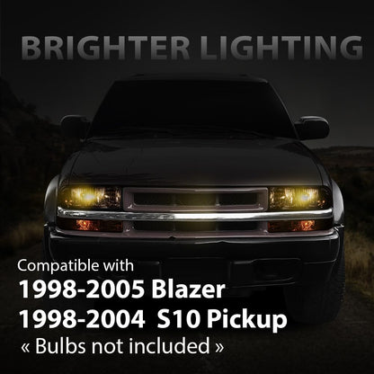 G-PLUS Headlights Compatible with Chevy Blazer 1998-2005 / Fits Chevy S10 Pickup 1998-2004 GM2521162