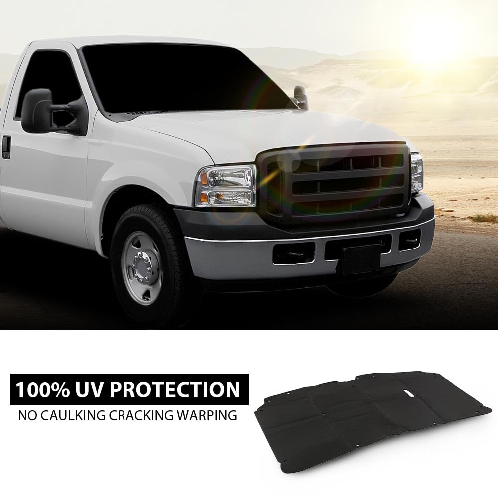 G-PLUS Hood Insulation Pad Heat Shield w/Clips Compatible with Ford F250 F350 F450 Super Duty 1999-2007/Fit Ford Excursion 2000-2007 Black Heat Blanket