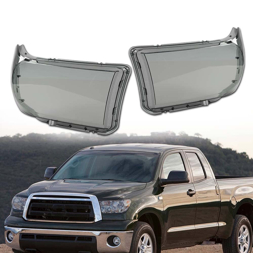 G-PLUS Headlights Cover Aftermarket Left+Right Smoke Compatible with 2007-2013 Toyota Tundra/2008-2017 Toyota Sequoia 811100C051, 811500C051_2007 2008 2009 2010 2011