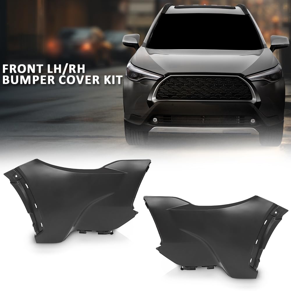 G-PLUS Front LH/RH Bumper Cover Kit Compatible with Toyota Corolla Cross 2022-2024,Fit For L & LE Models Without Park Assist Only TO1016102, 521130A908