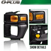 G-PLUS Headlight Trim Bezel with Parking Turn Signal Light Compatible With 08-14 Ford E150/08-14 Ford E250/08-19 Ford E350 (Driver & Passenger Side)