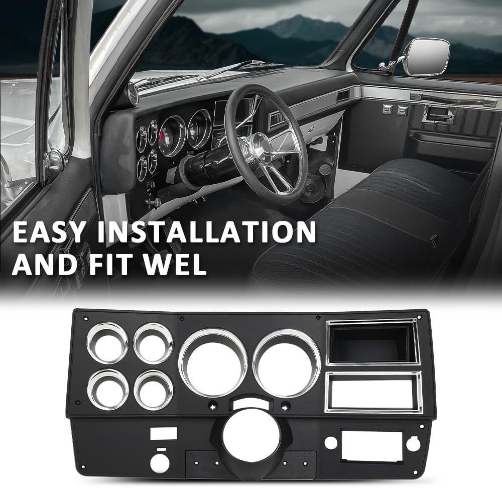 G-PLUS Dash Instrument Bezel w/Wiper Switch Hole Storage Box Compatible with 1981-1983 Chevy GMC Truck Blazer Suburban Black 14023004