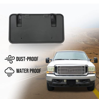 G-PLUS Black Front Bumper License Plate Frame Bracket Holder Fit Ford F250 F350 F450 F550 Super Duty 1999-2004/Fit Excursion 2000-2004 (Include License Plate Screws&Mounting Hardware)