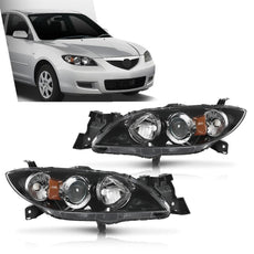 G-PLUS Headlights Assembly for Mazda 3 Sedan 2004-2009 Clear Lens Black Housing Product Features