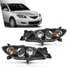 G-PLUS Projector Headlights Assembly Compatible with Mazda 3 4-Door Sedan 2004-2009,NOT Fit Hatchback Models, Headlamps,faros delanteros Clear Lens Black Housing Amber Reflector Left & Right