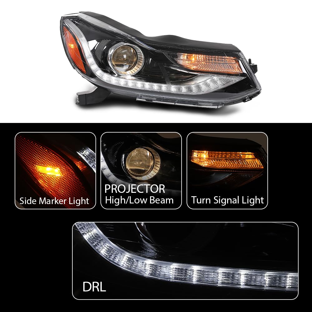 G-PLUS Headlights Headlamps w/Bulbs Compatible with Chevy Trax 2017-2022,Fit w/Factory LED DRL Projector Headlights Models Only,Driver and Passenger,faros delanteros