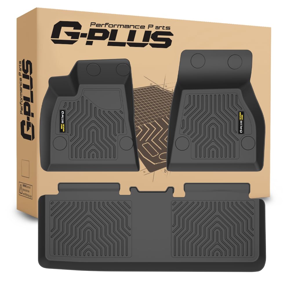 G-PLUS Floor Mats Set Compatible with Tesla Model S 2015-2020 (Only for Model S Badging) All Weather Full Cover Protection TPE Floor Liners Model S Accessories Black alfombras para carro 3PCS