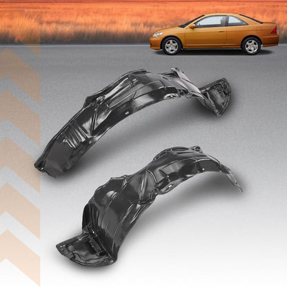 G-PLUS Front Driver & Passenger Side Fender Liner Set Compatible with Honda Civic 2004-2005; Only Fit Sedan/Coupe 74101S5AJ01, 74151S5AJ00, HO1249121, HO1248121 2 PCS Black